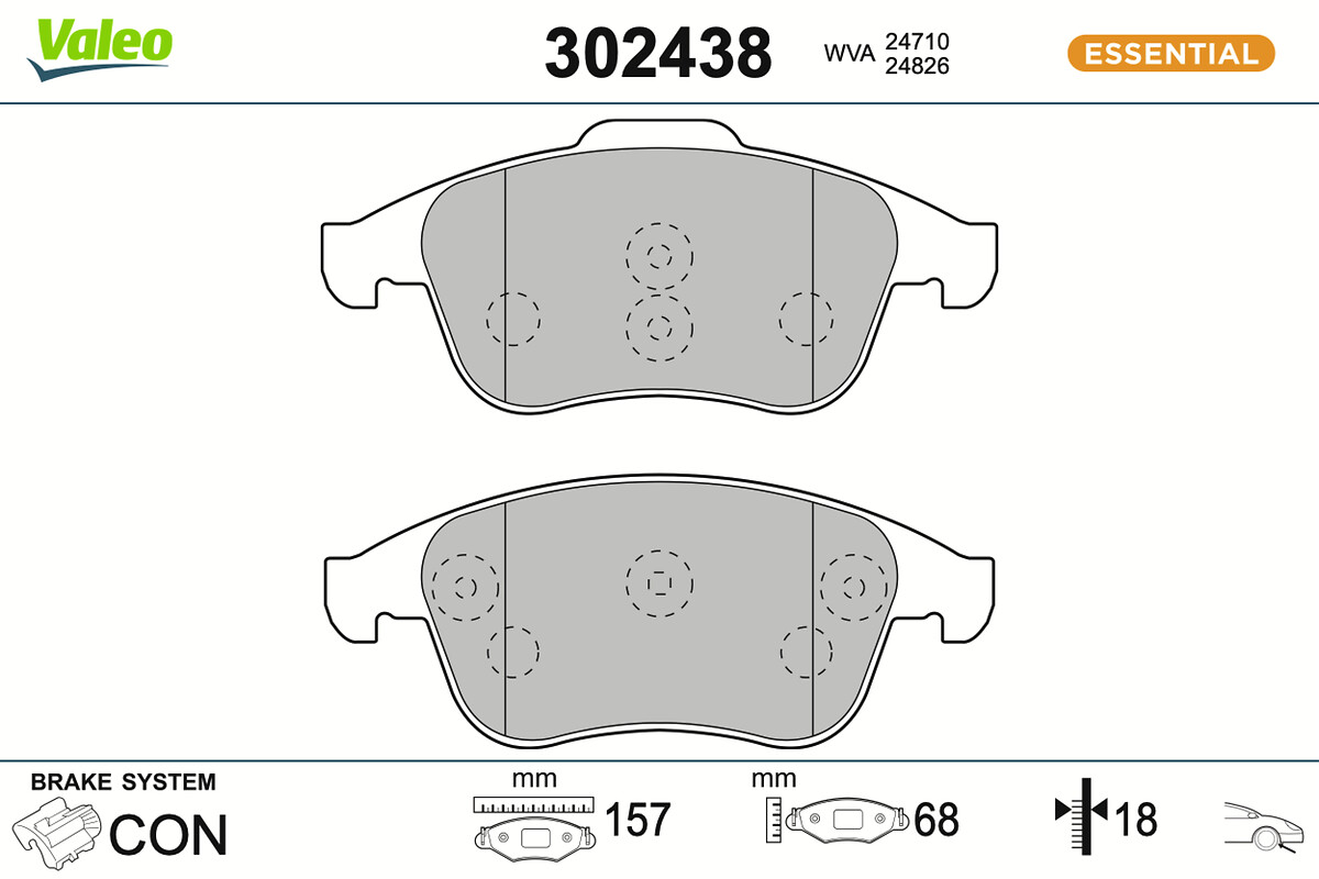 VALEO Bremseklodser 302438 foraksel for RENAULT