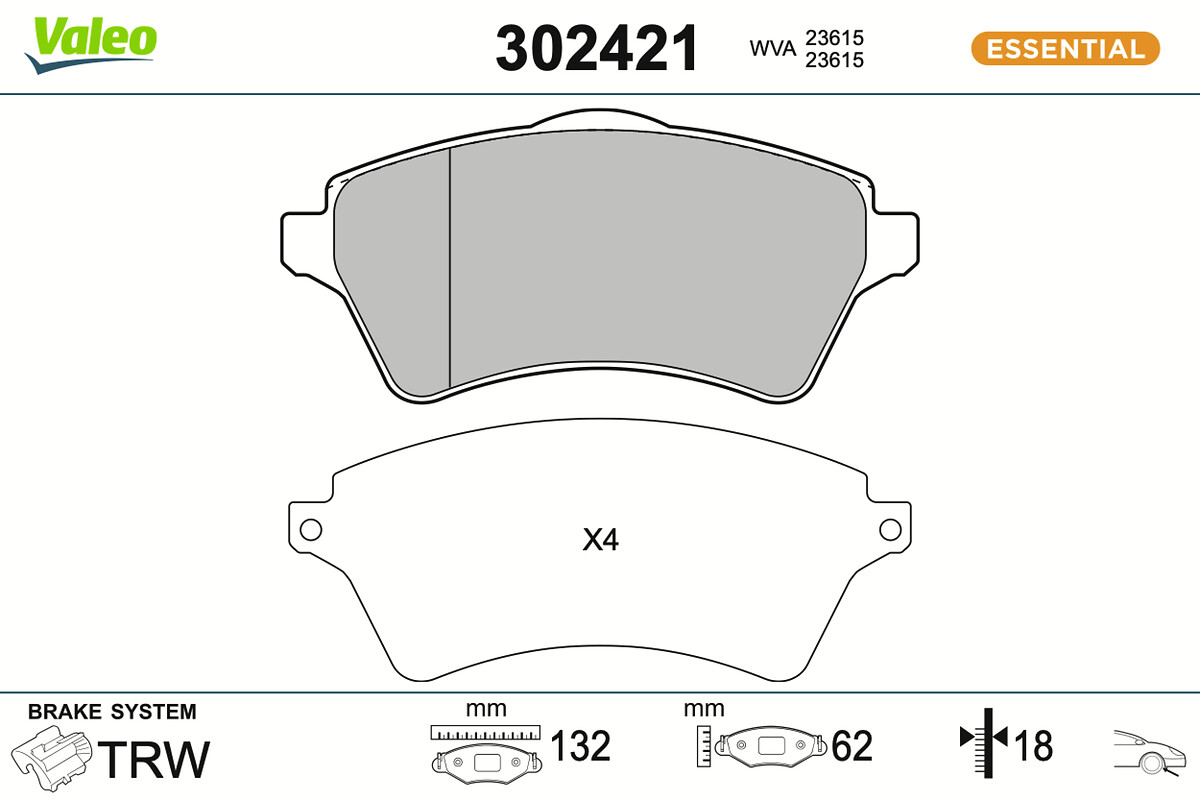 VALEO Bremseklodser 302421 foraksel for LAND ROVER