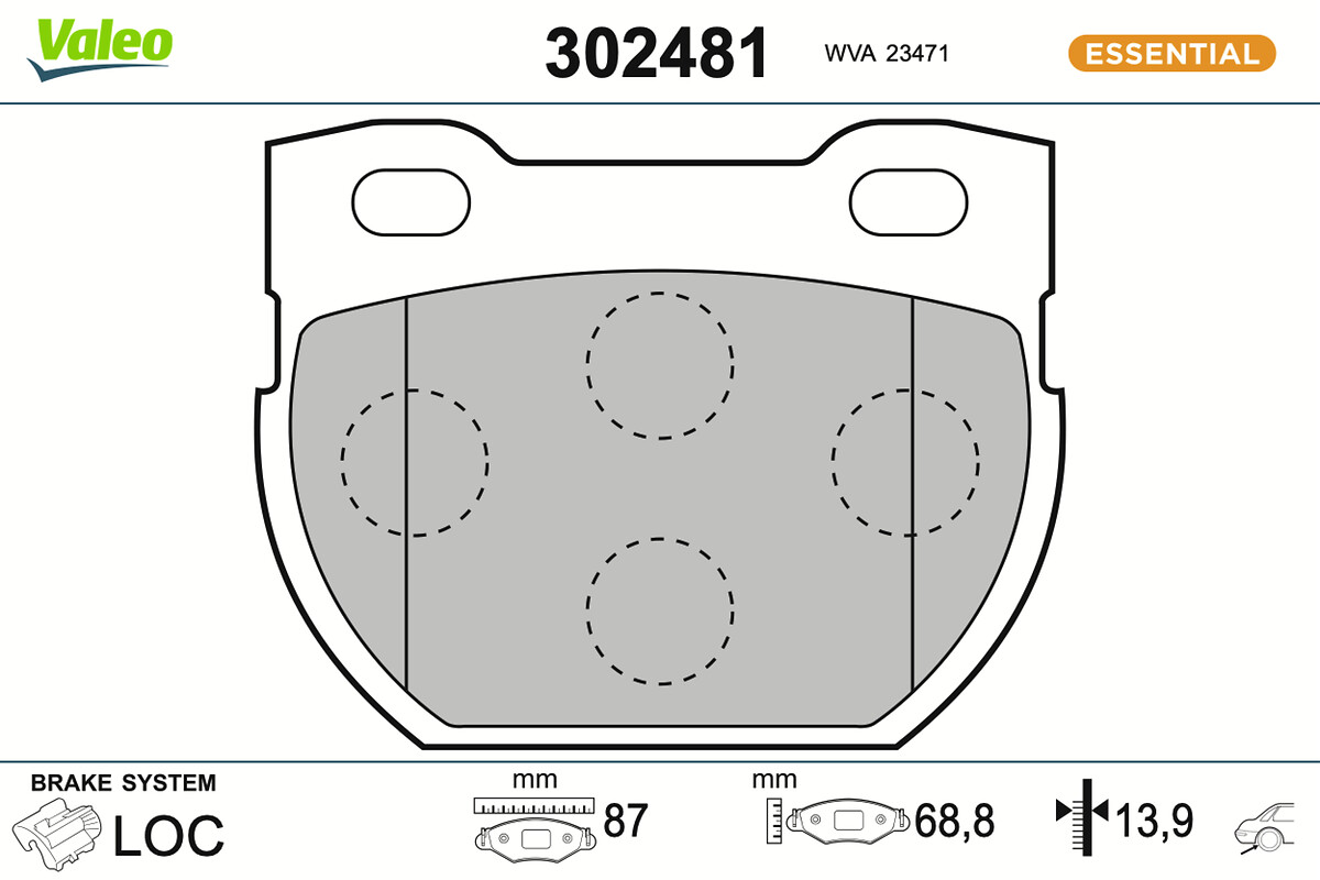 VALEO Bremseklodser 302481 bagaksel for LAND ROVER