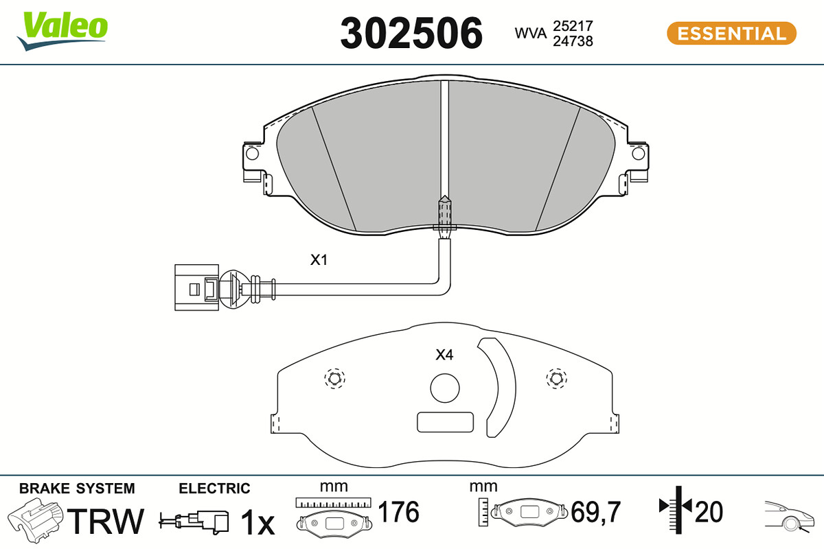 VALEO Bremseklodser 302506 foraksel for VW CUPRA AUDI