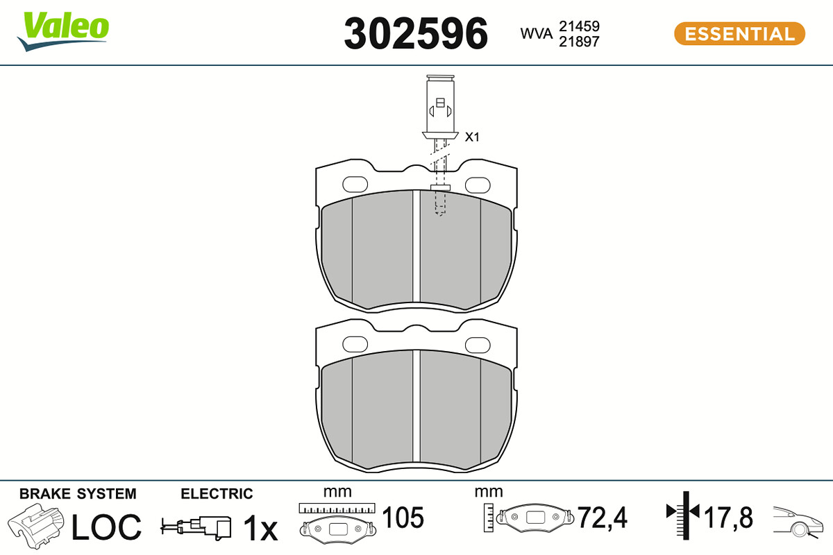 VALEO Bremseklodser 302596 foraksel for LAND ROVER