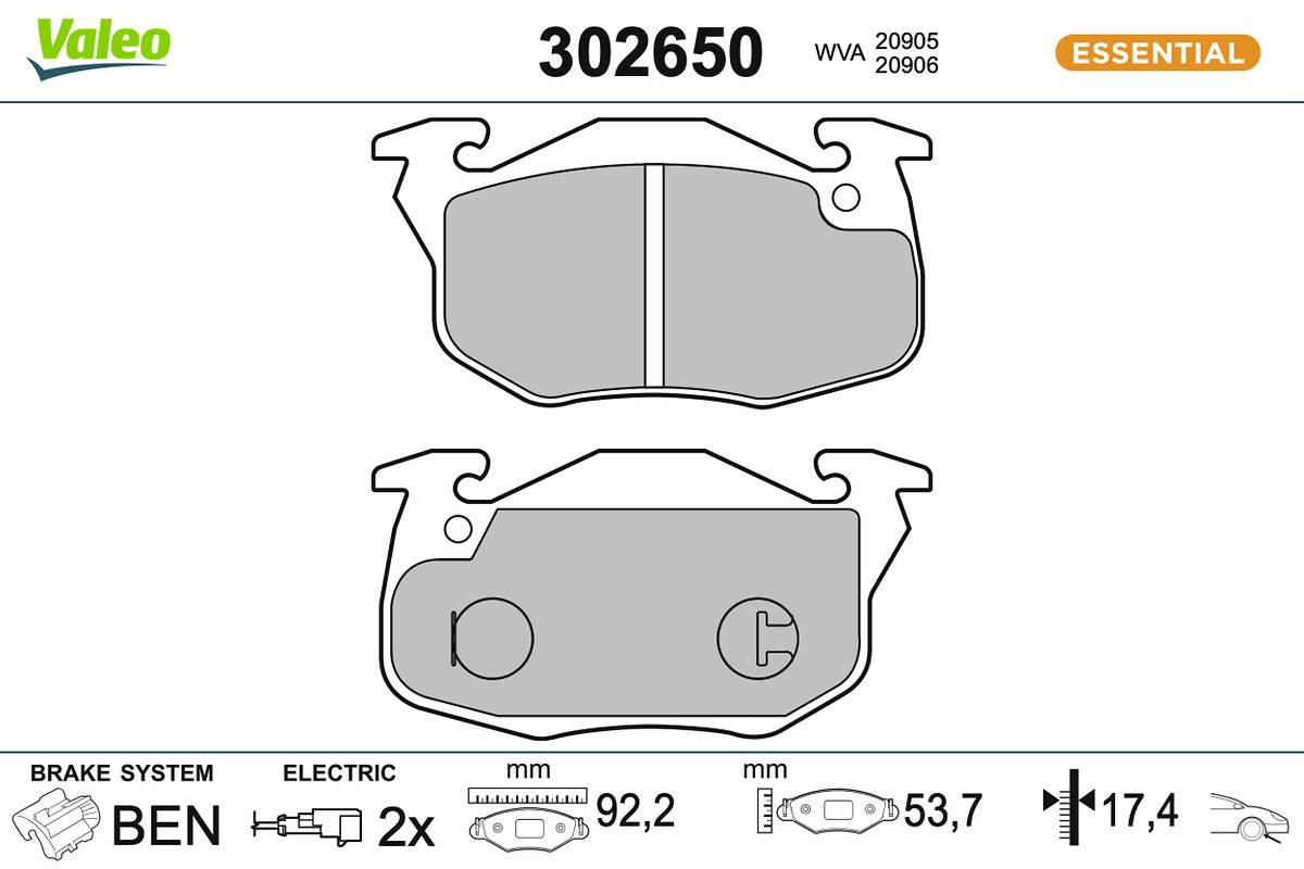 VALEO Bremseklodser 302650 foraksel for PEUGEOT TALBOT CITROËN RENAULT