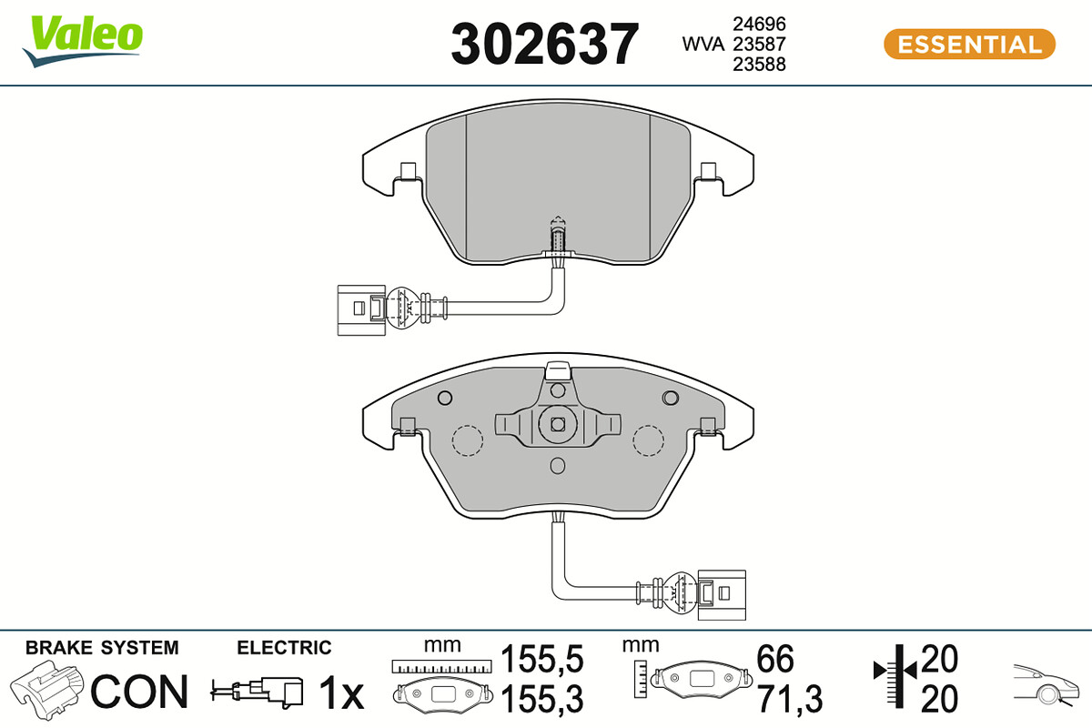 VALEO Bremseklodser 302637 foraksel for VW (SVW) VW AUDI