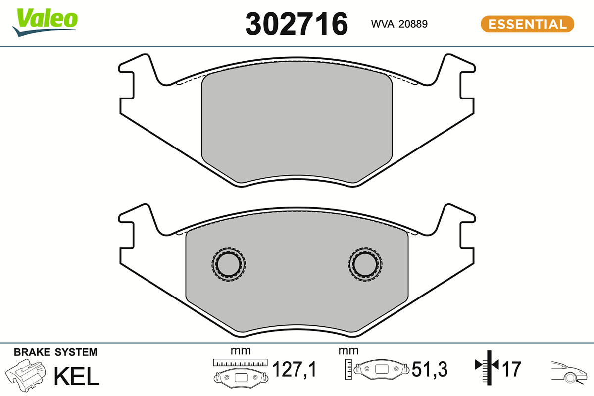 VALEO Bremseklodser 302716 foraksel for VW