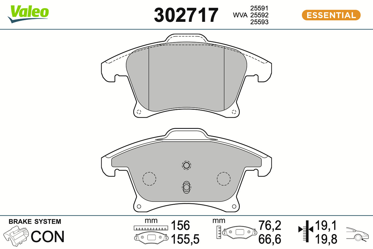VALEO Bremseklodser 302717 foraksel for FORD FORD USA