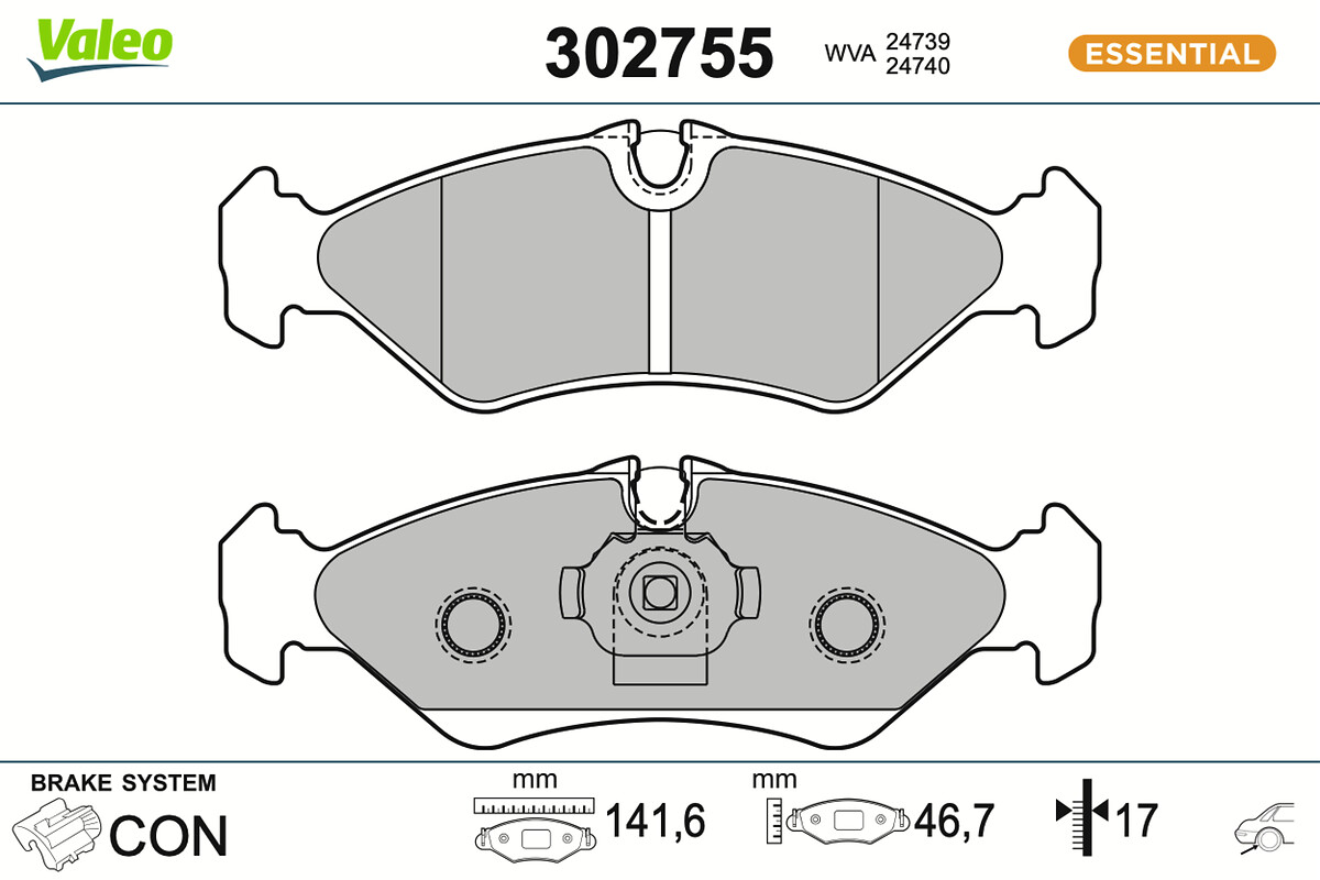 VALEO Bremseklodser 302755 bagaksel for MERCEDES-BENZ