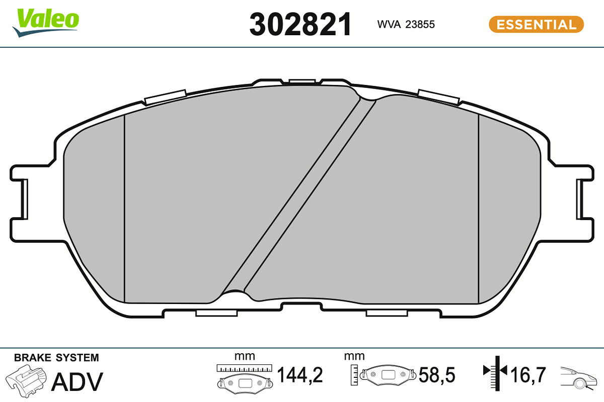 VALEO Bremseklodser 302821 foraksel for TOYOTA LEXUS