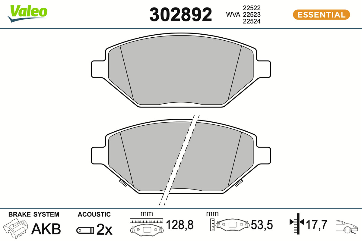 VALEO Bremseklodser 302892 foraksel for OPEL VAUXHALL