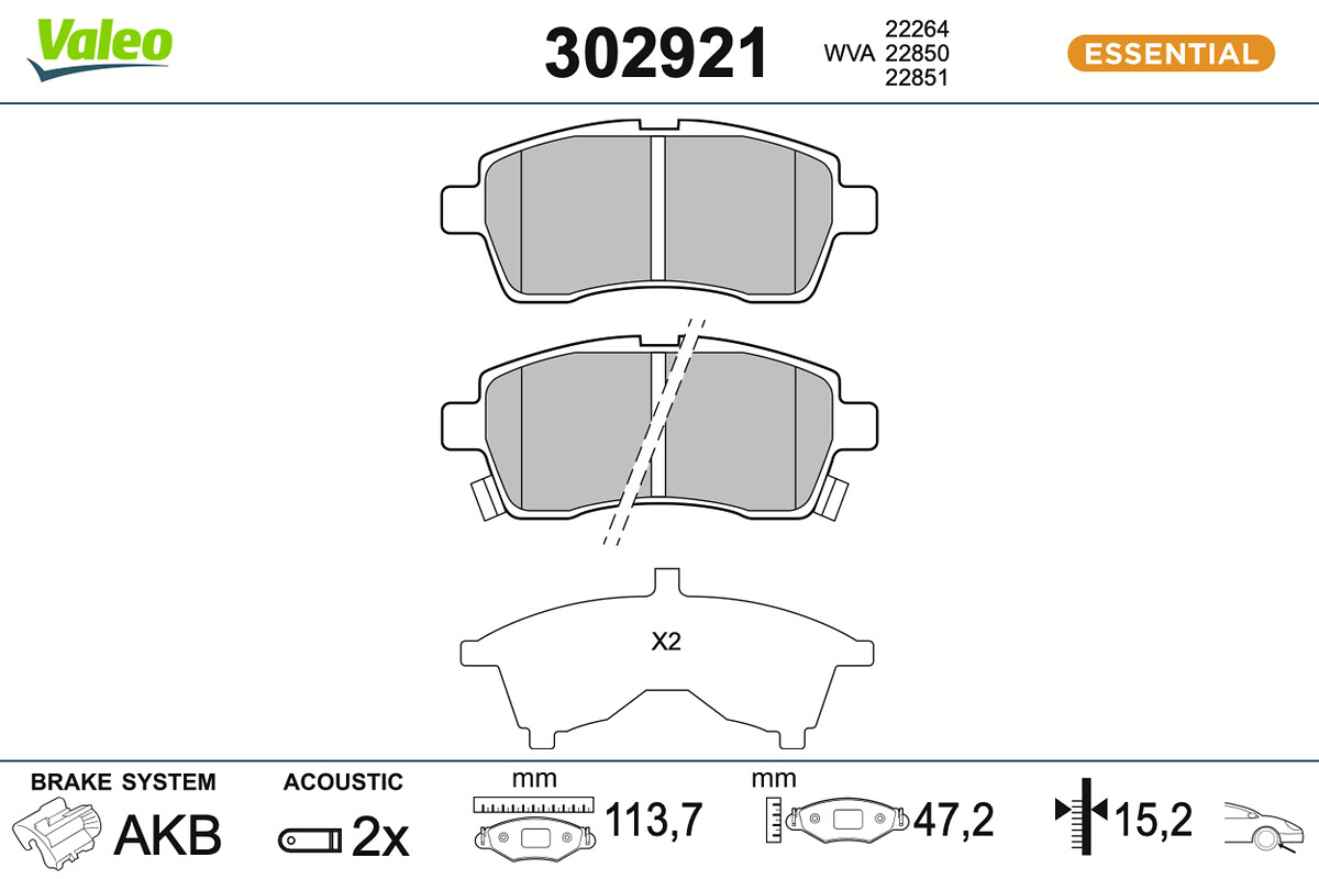 VALEO Bremseklodser 302921 foraksel for SUZUKI