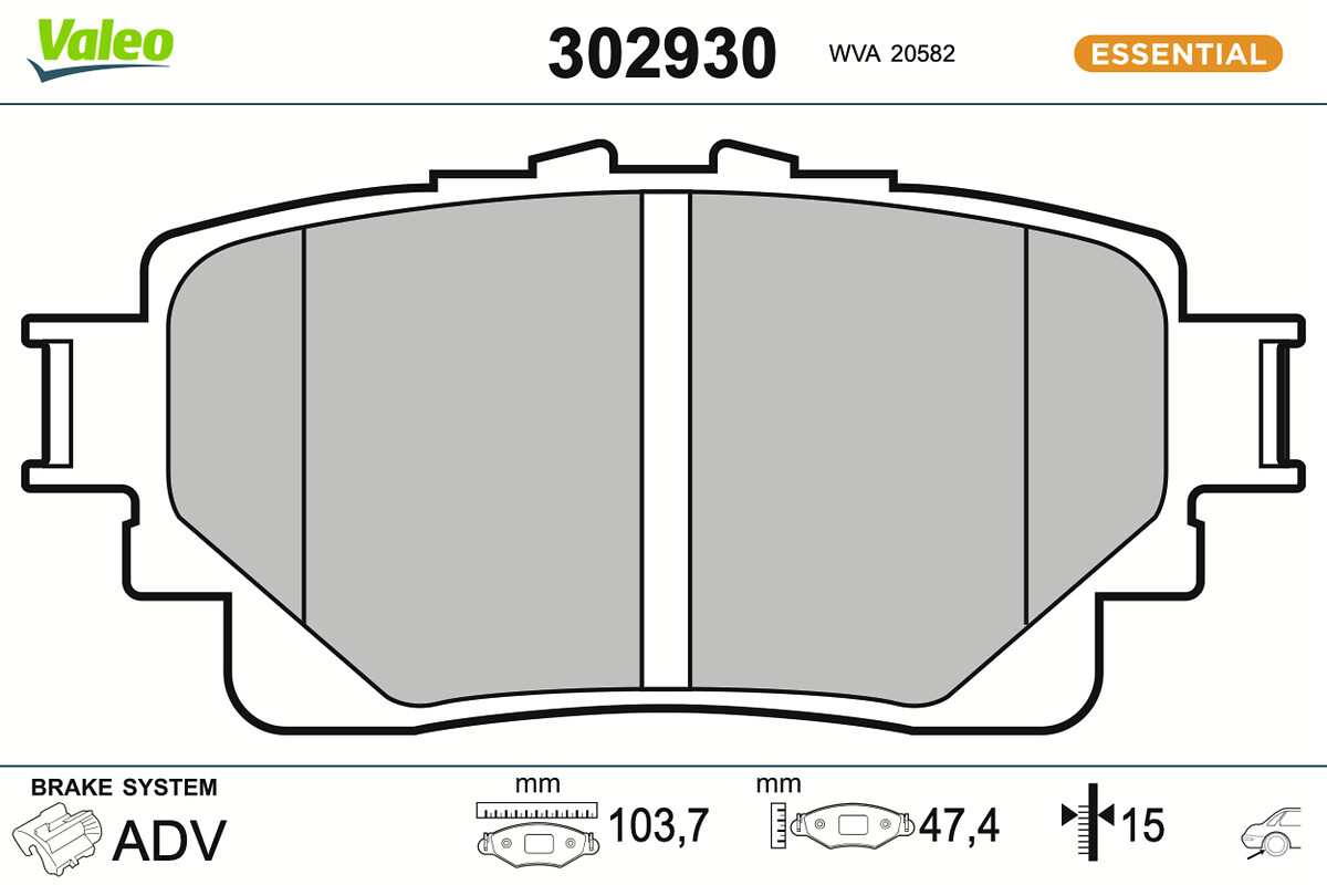 VALEO Bremseklodser 302930 bagaksel for TOYOTA LEXUS TOYOTA (FAW) SUZUKI