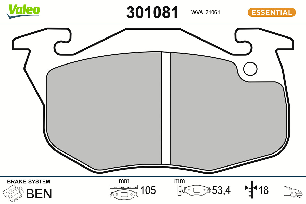 VALEO Bremseklodser 301081 foraksel for PEUGEOT