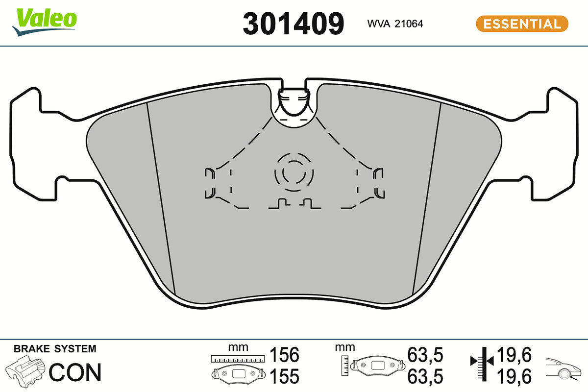 VALEO Bremseklodser 301409 foraksel for BMW