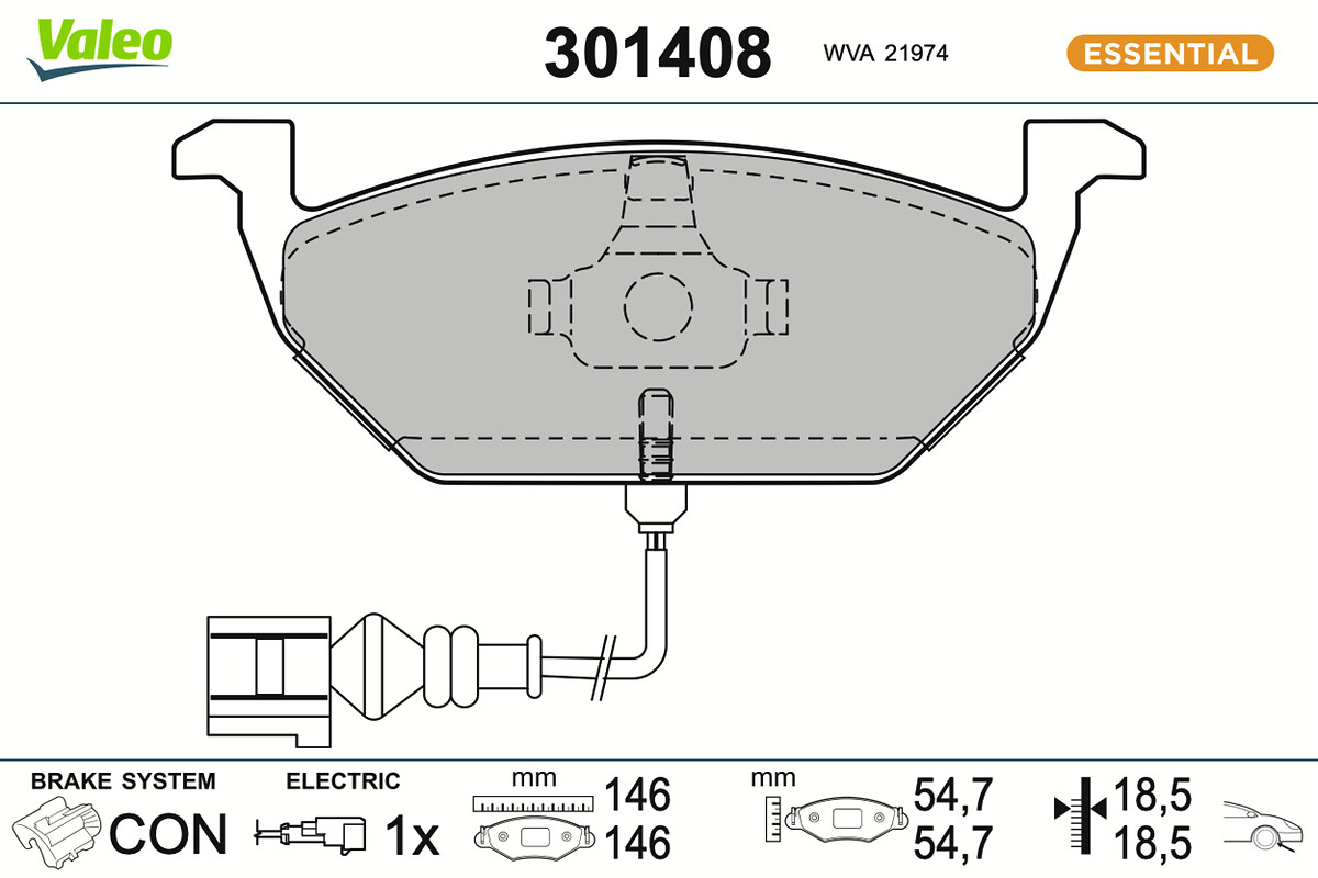 VALEO Bremseklodser 301408 foraksel for VW SKODA (SVW)