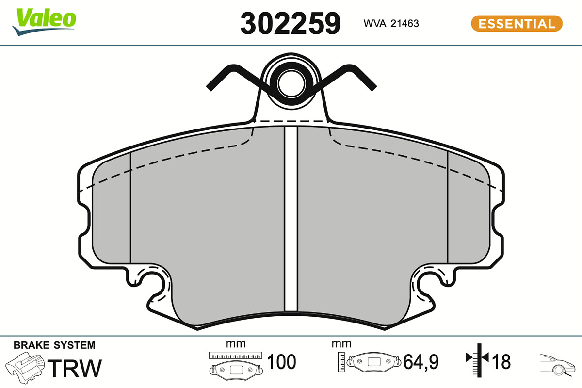 VALEO Bremseklodser 302259 foraksel for DACIA