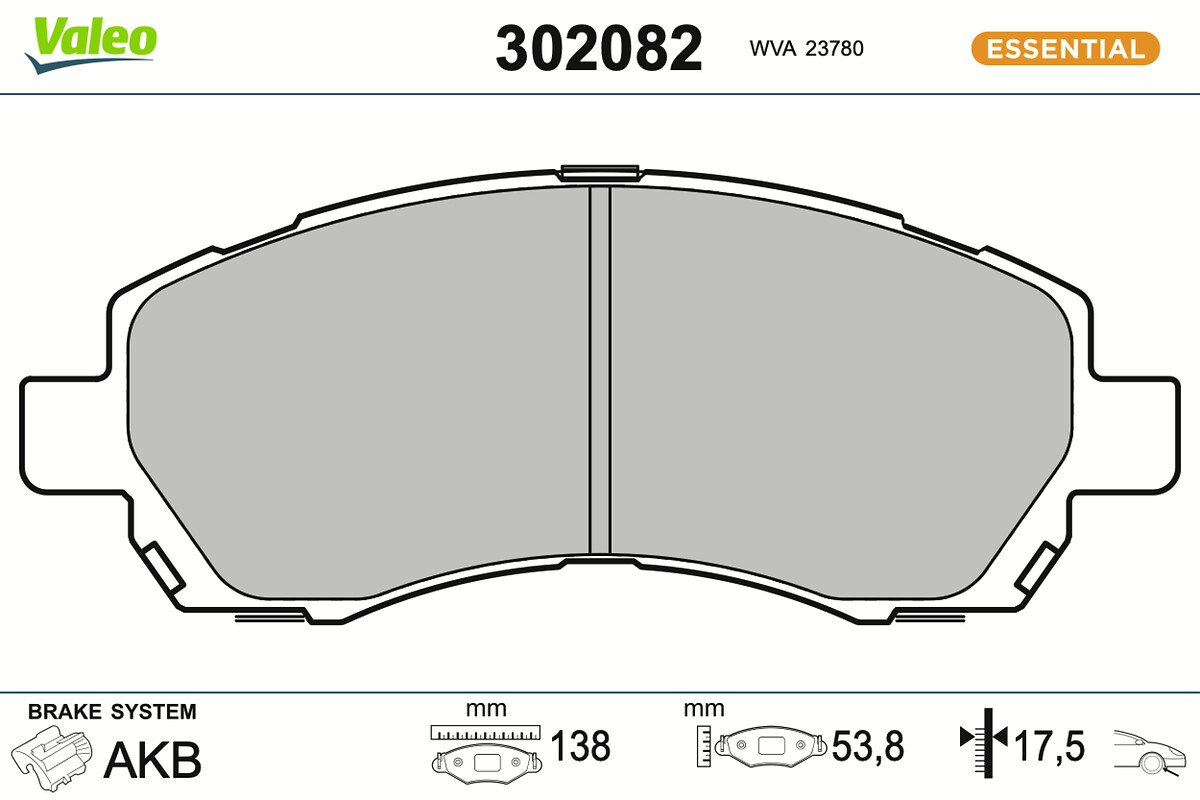 VALEO Bremseklodser 302082 foraksel for SUBARU