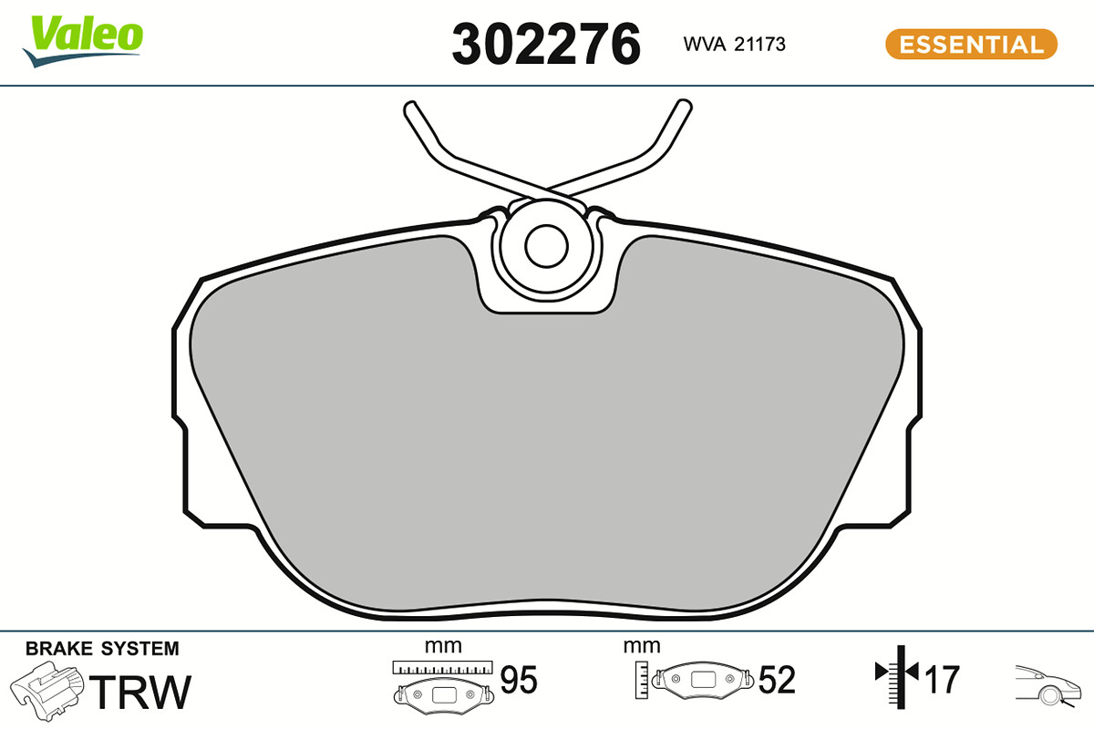 VALEO Bremseklodser 302276 foraksel for BMW