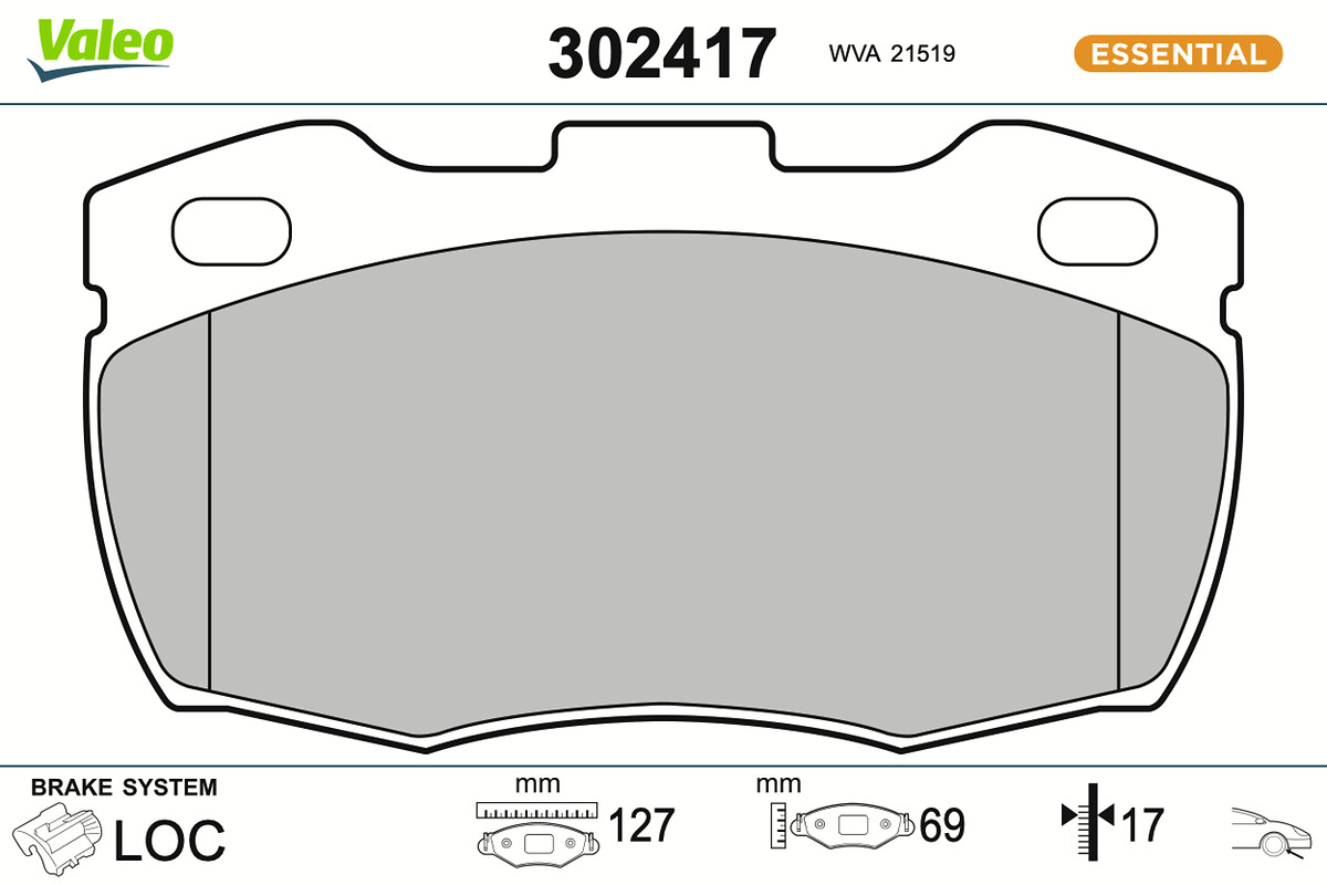 VALEO Bremseklodser 302417 foraksel for LAND ROVER