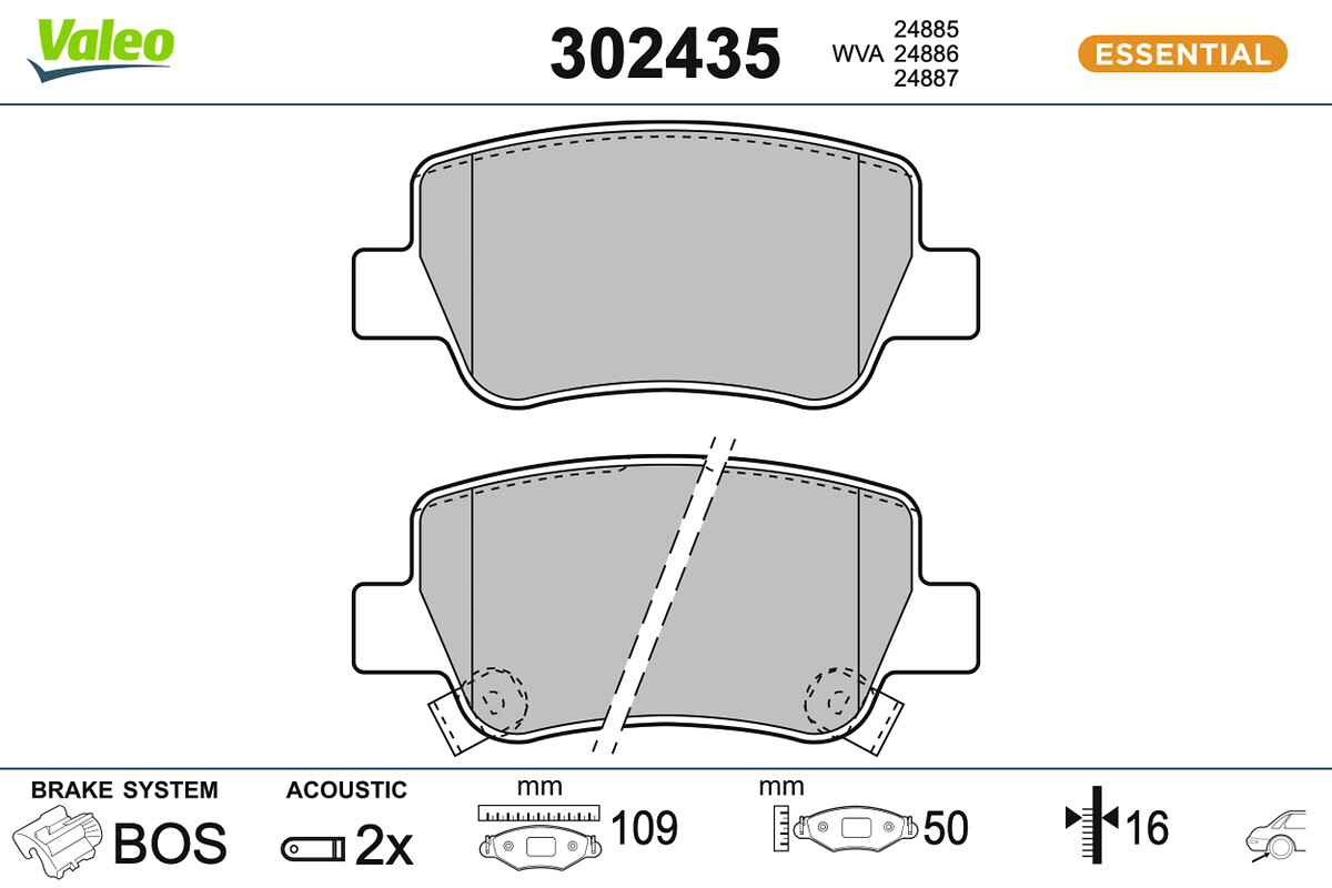 VALEO Bremseklodser 302435 bagaksel for TOYOTA