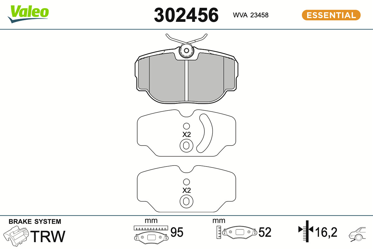 VALEO Bremseklodser 302456 bagaksel for LAND ROVER