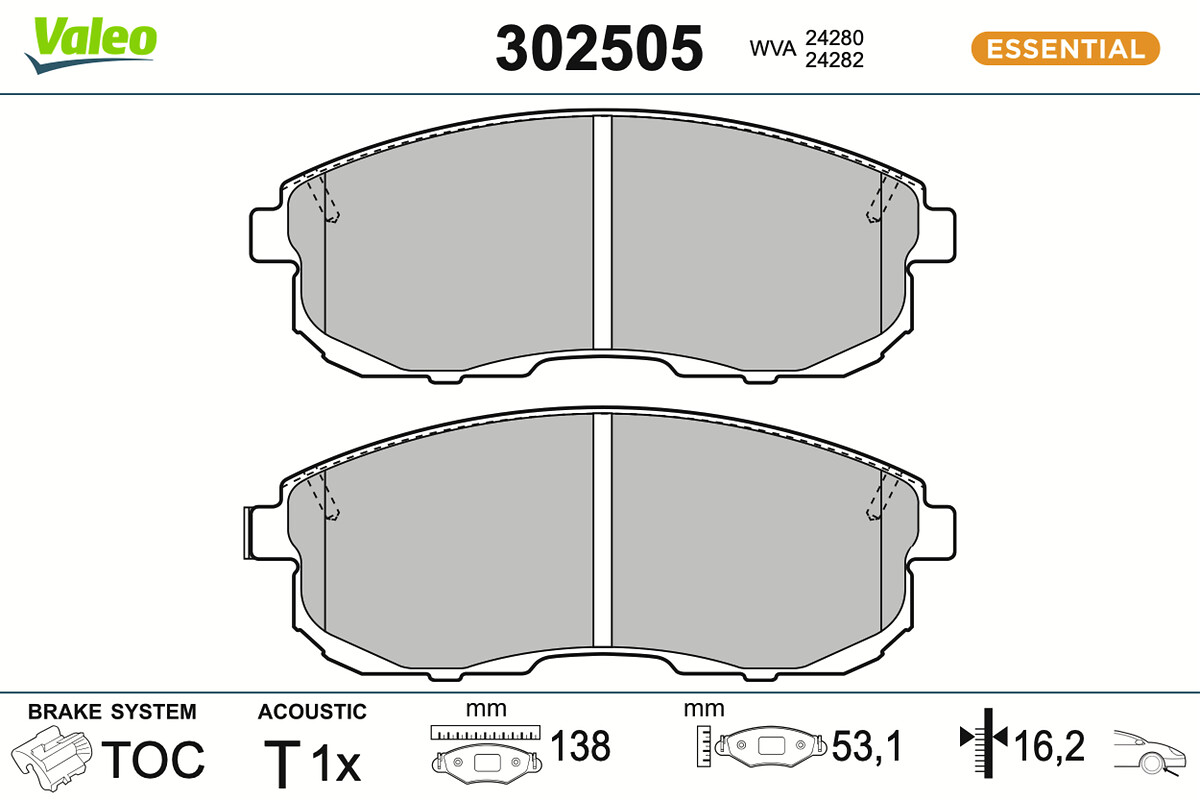 VALEO Bremseklodser 302505 foraksel for SUZUKI