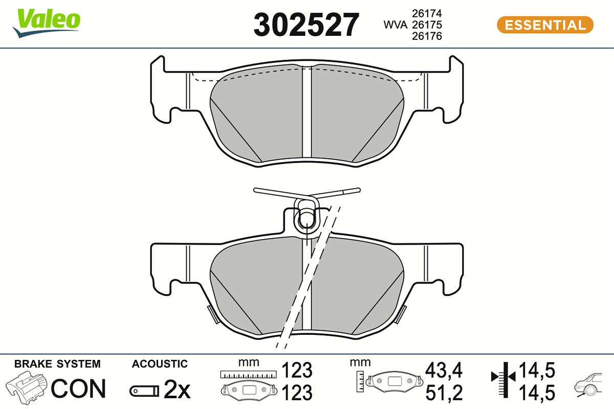 VALEO Bremseklodser 302527 bagaksel for MAZDA (CHANGAN) MAZDA