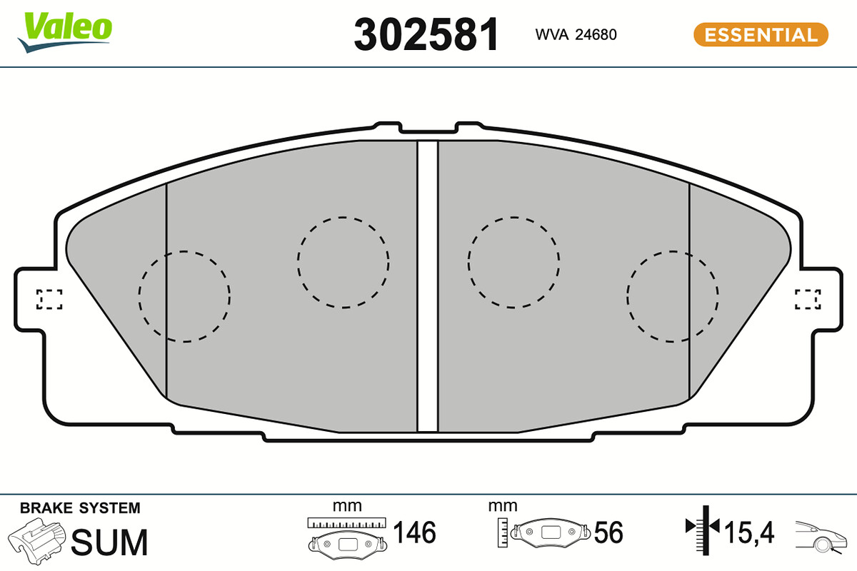 VALEO Bremseklodser 302581 foraksel for TOYOTA