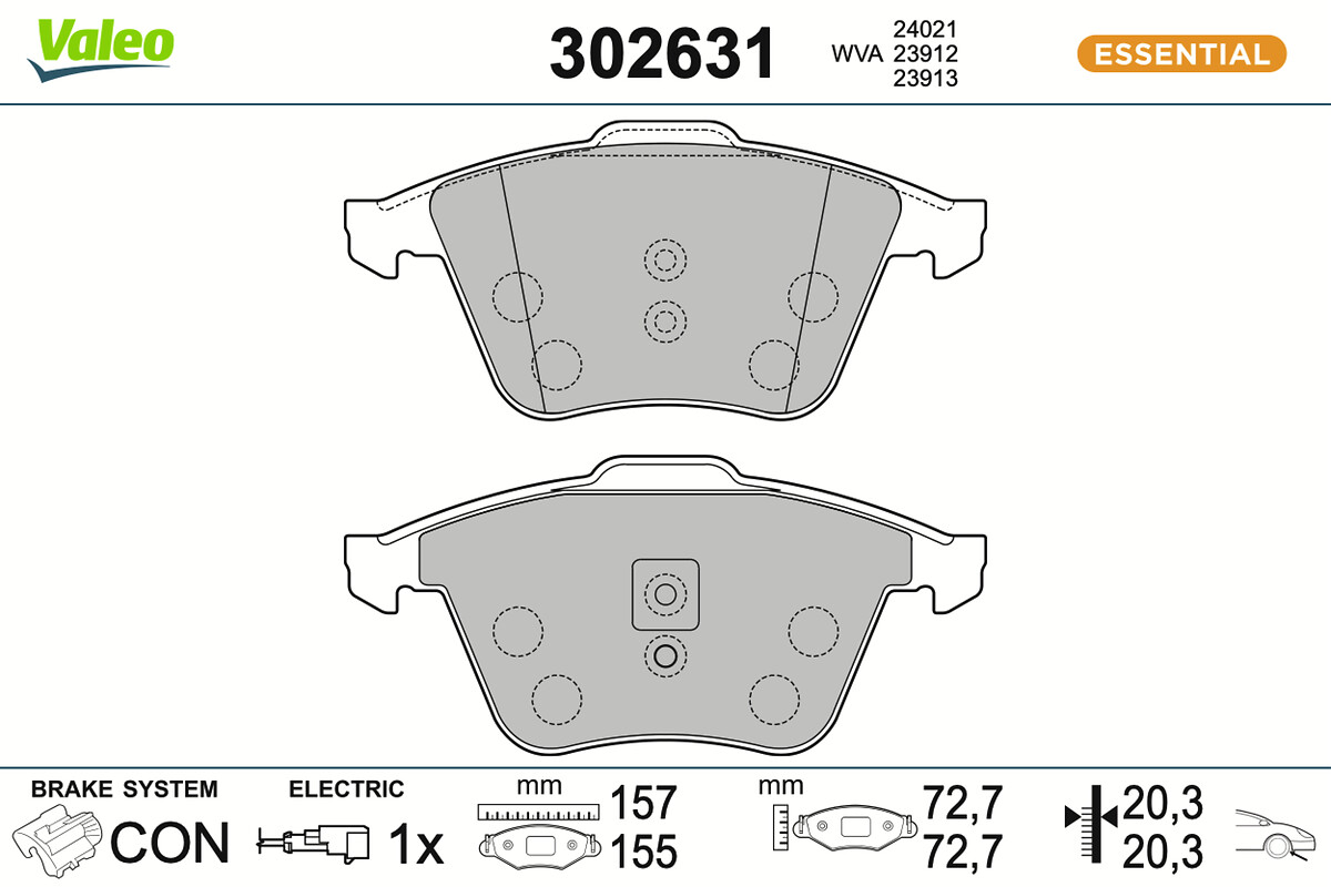 VALEO Bremseklodser 302631 foraksel for AUDI VW