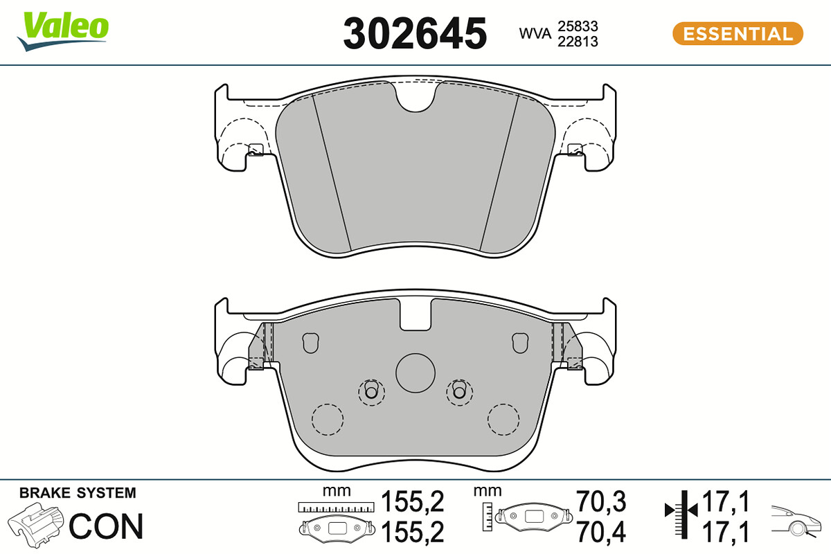 VALEO Bremseklodser 302645 foraksel for VAUXHALL DS TOYOTA
