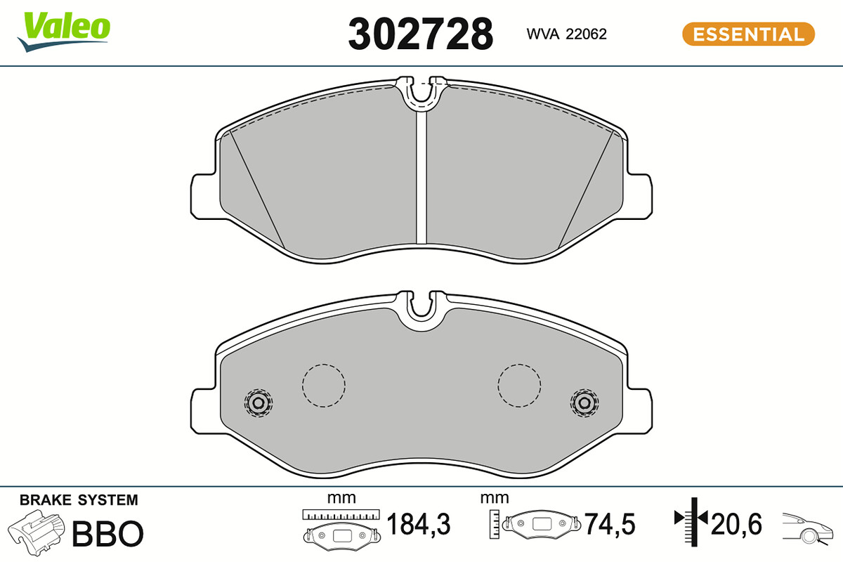 VALEO Bremseklodser 302728 foraksel for MERCEDES-BENZ (FJDA) MERCEDES-BENZ