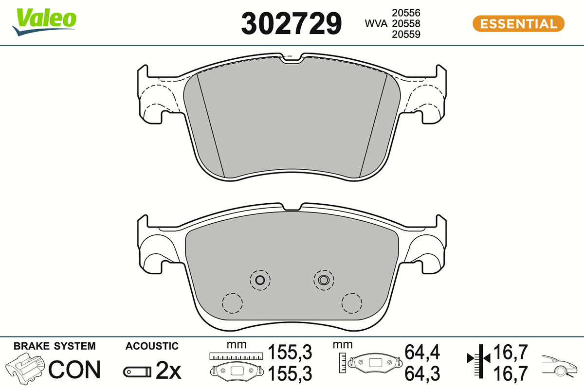 VALEO Bremseklodser 302729 foraksel for FORD
