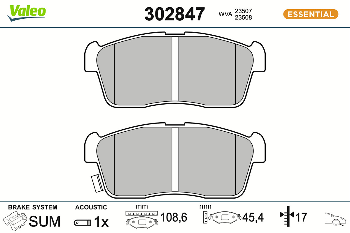 VALEO Bremseklodser 302847 foraksel for NISSAN SUZUKI