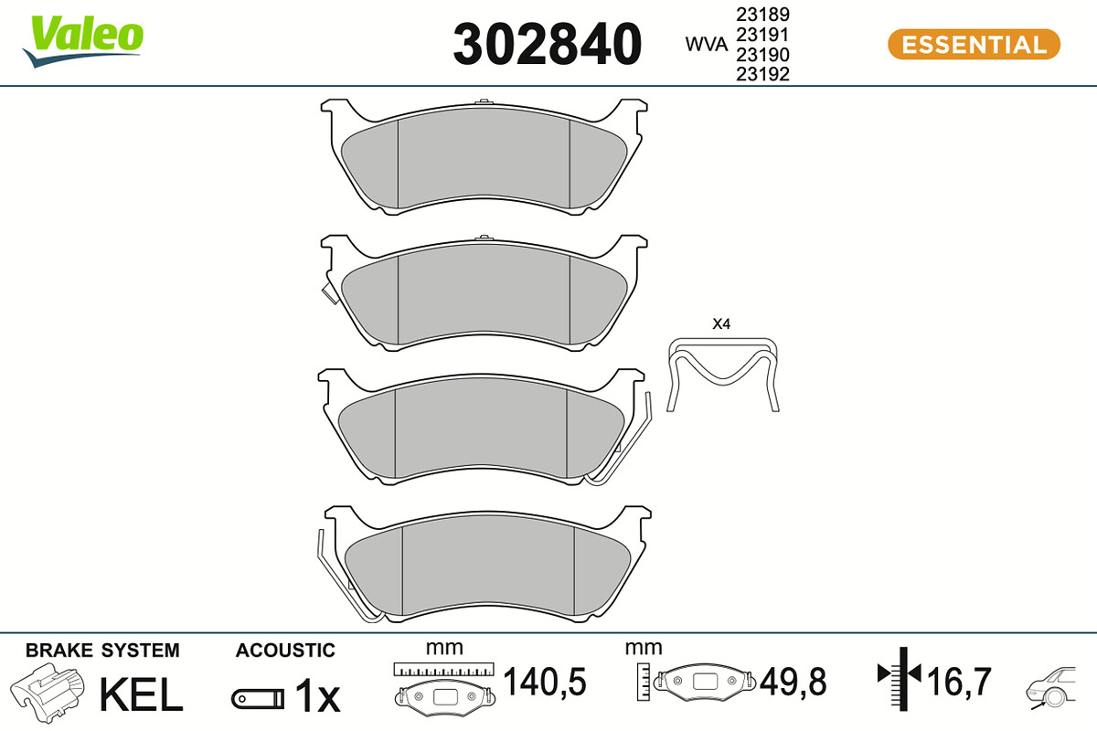 VALEO Bremseklodser 302840 bagaksel for MERCEDES-BENZ