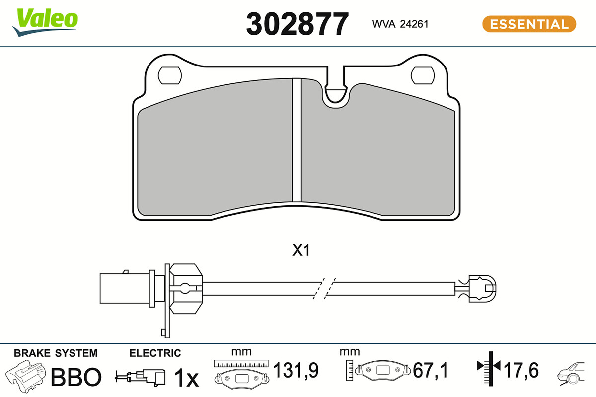 VALEO Bremseklodser 302877 bagaksel for AUDI LAMBORGHINI