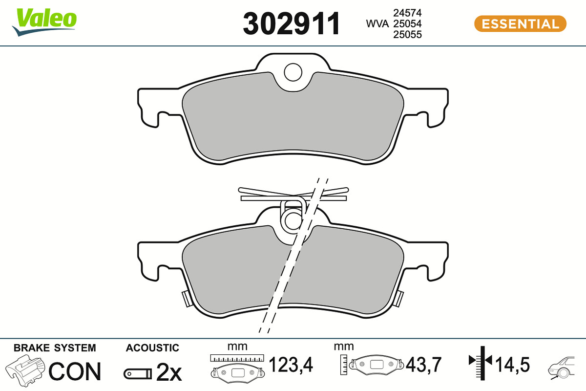 VALEO Bremseklodser 302911 bagaksel for HONDA
