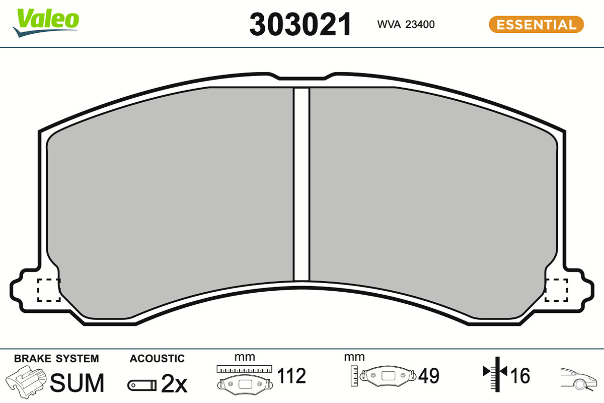 VALEO Bremseklodser 303021 foraksel for SUZUKI
