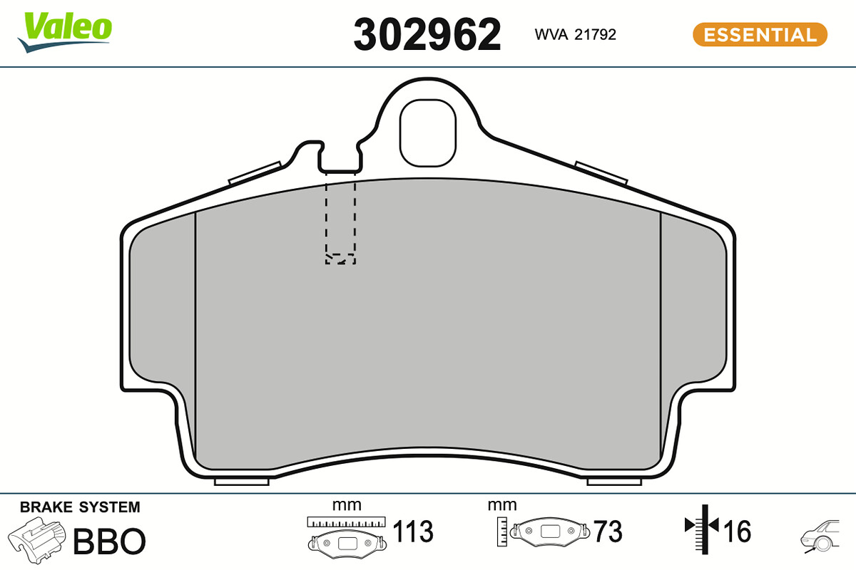 VALEO Bremseklodser 302962 bagaksel for PORSCHE