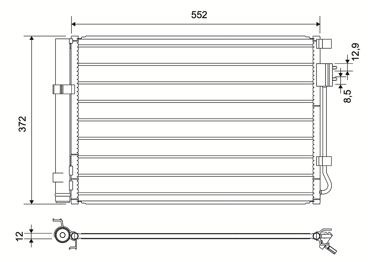 VALEO Kondensor, klimaanlæg 822581 for HYUNDAI KIA KIA (DYK)