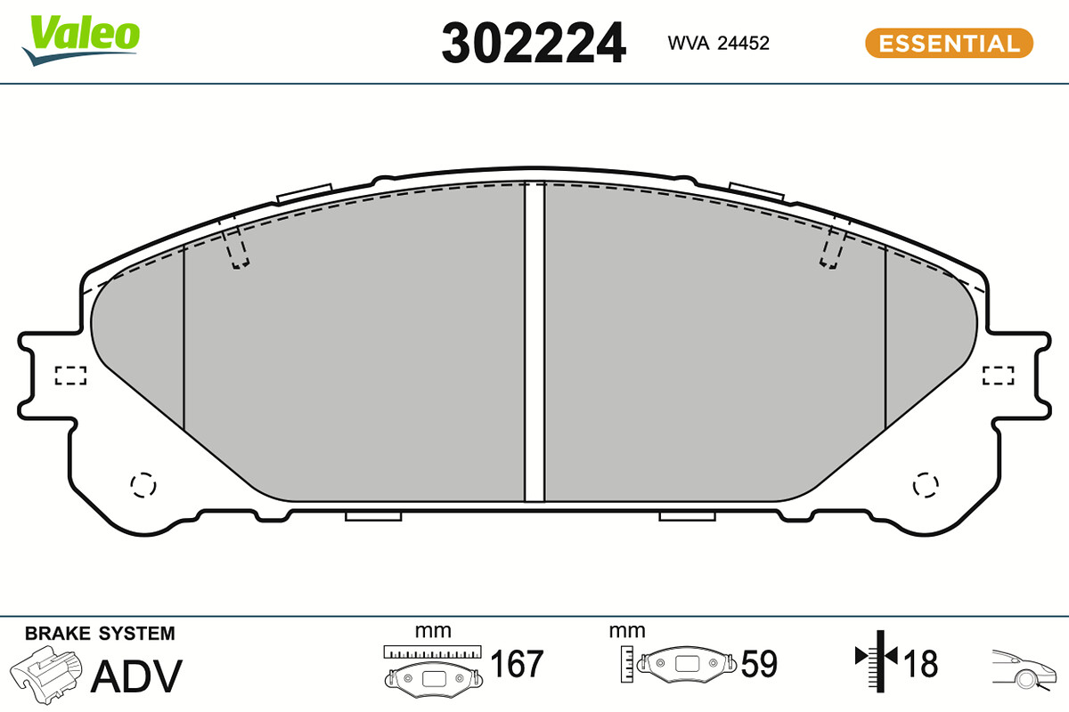 VALEO Bremseklodser 302224 foraksel for LEXUS TOYOTA (GAC)