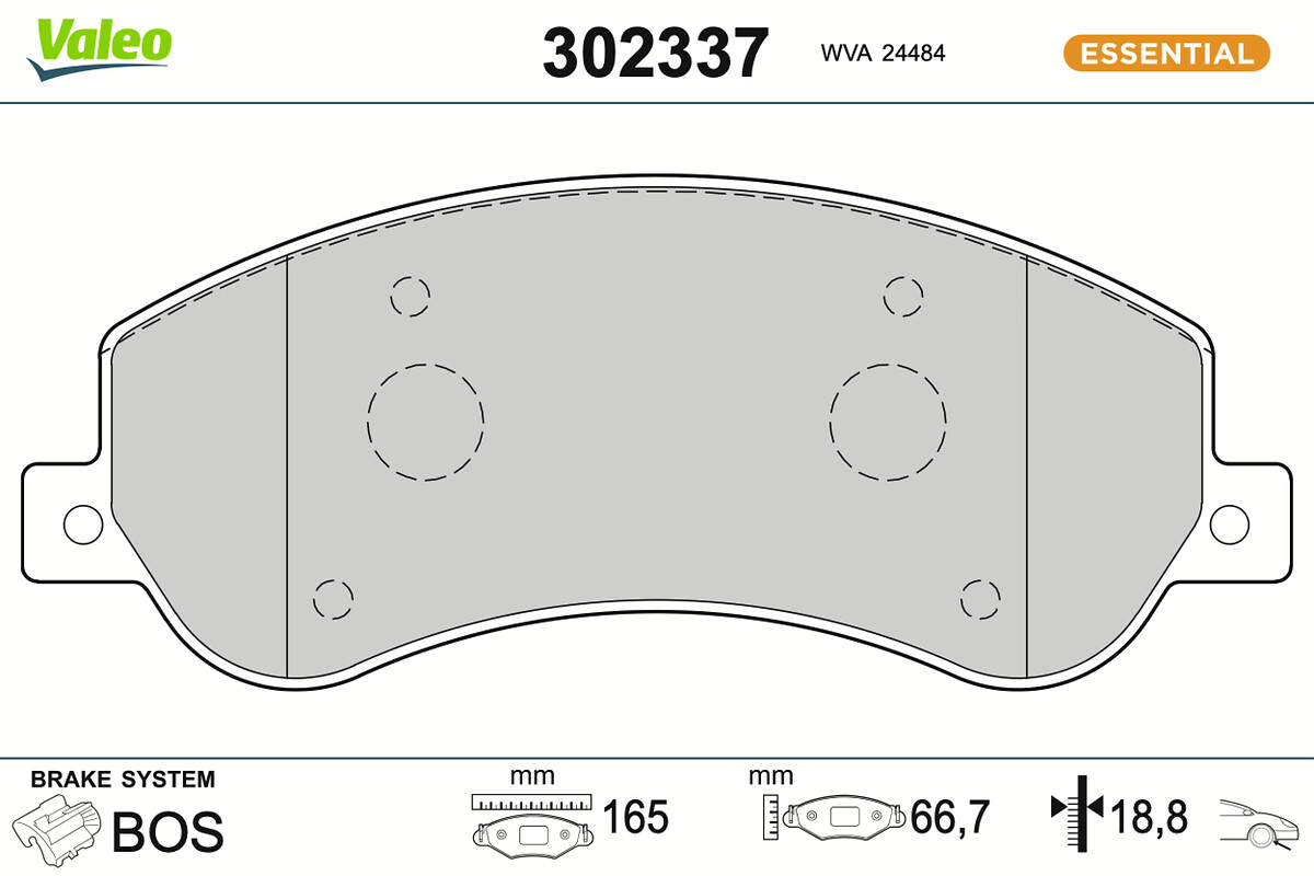 VALEO Bremseklodser 302337 foraksel for VW