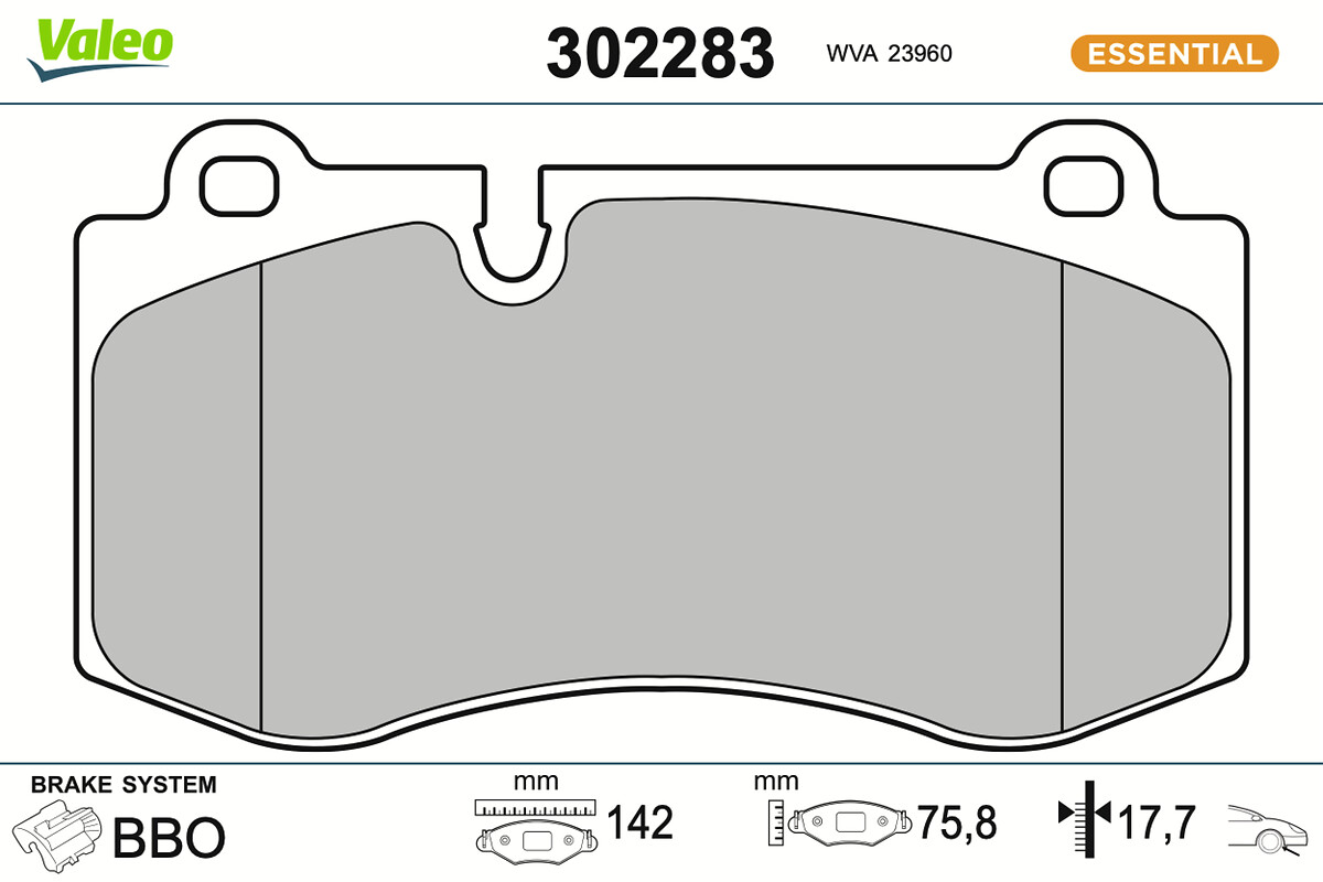 VALEO Bremseklodser 302283 foraksel for MERCEDES-BENZ BRABUS