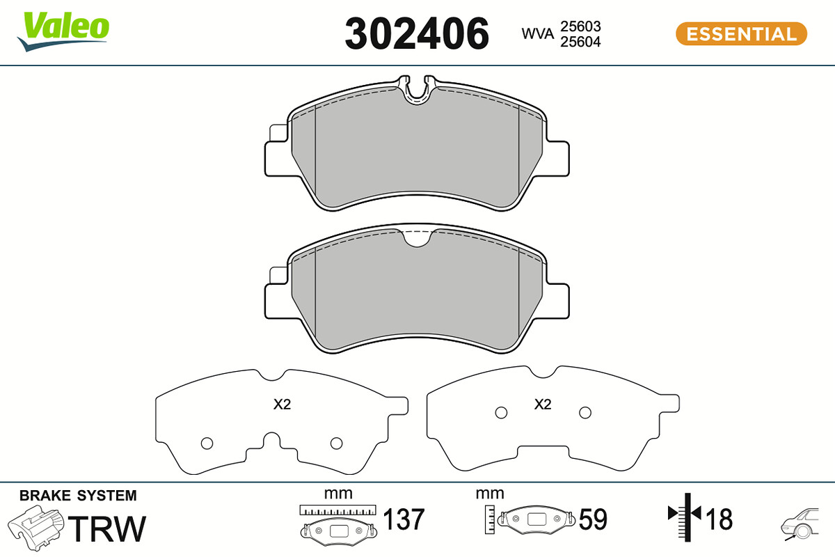VALEO Bremseklodser 302406 bagaksel for FORD