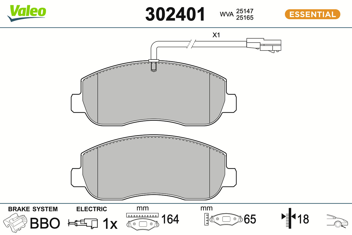 VALEO Bremseklodser 302401 foraksel for OPEL VAUXHALL NISSAN RENAULT