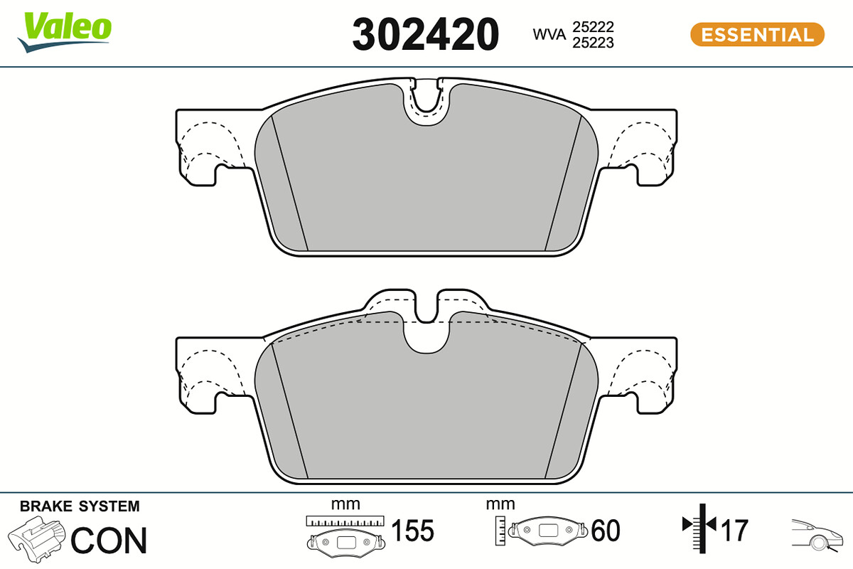 VALEO Bremseklodser 302420 foraksel for PEUGEOT