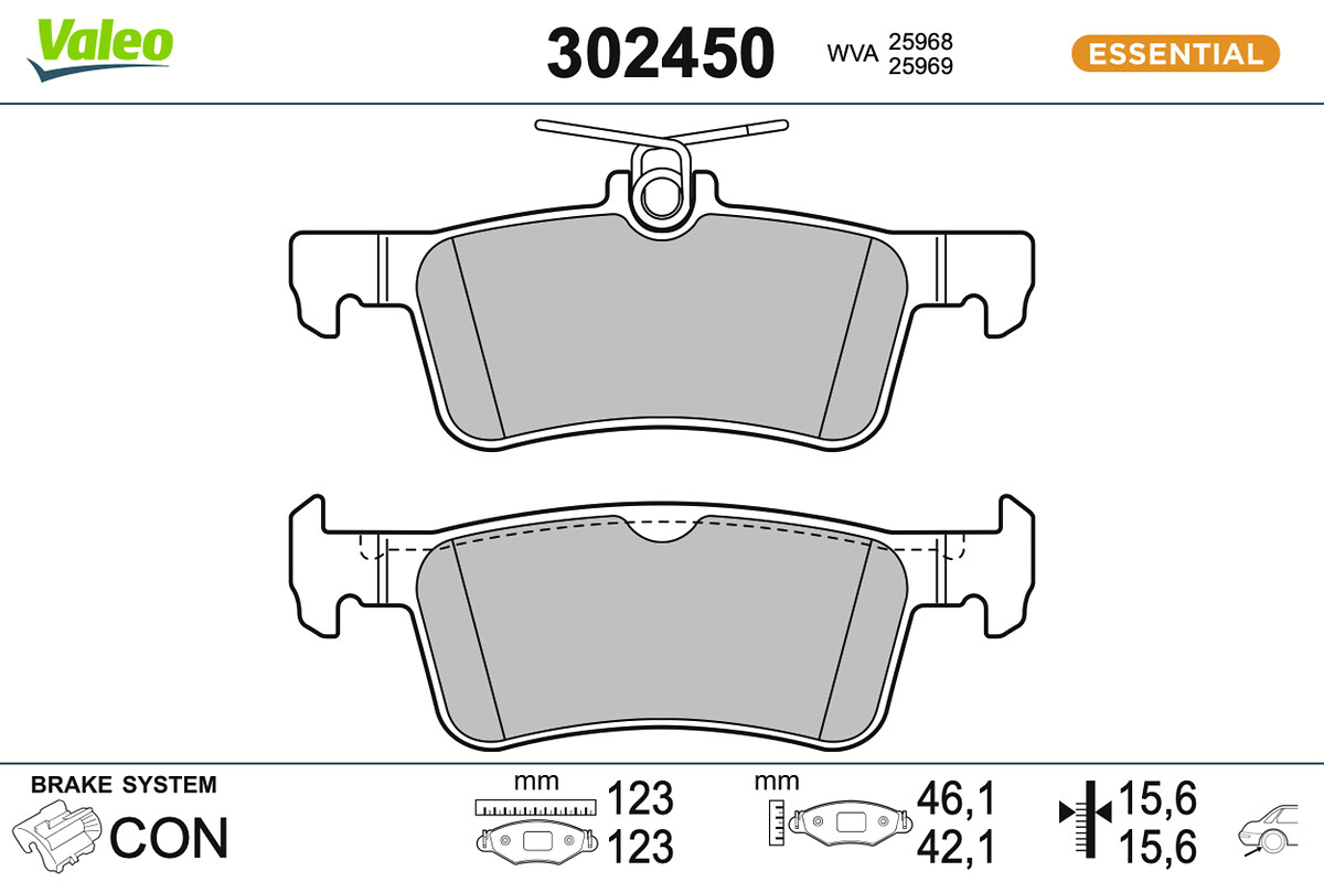 VALEO Bremseklodser 302450 bagaksel for PEUGEOT