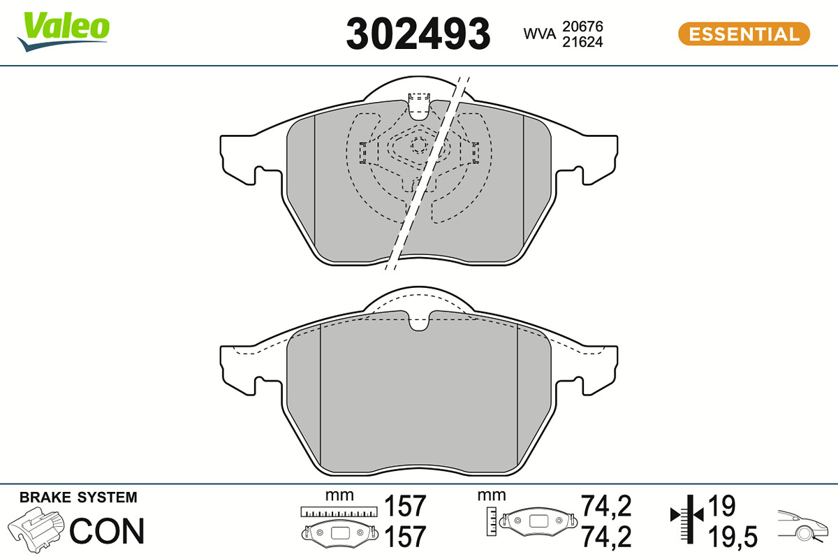 VALEO Bremseklodser 302493 foraksel for VW (SVW) VW