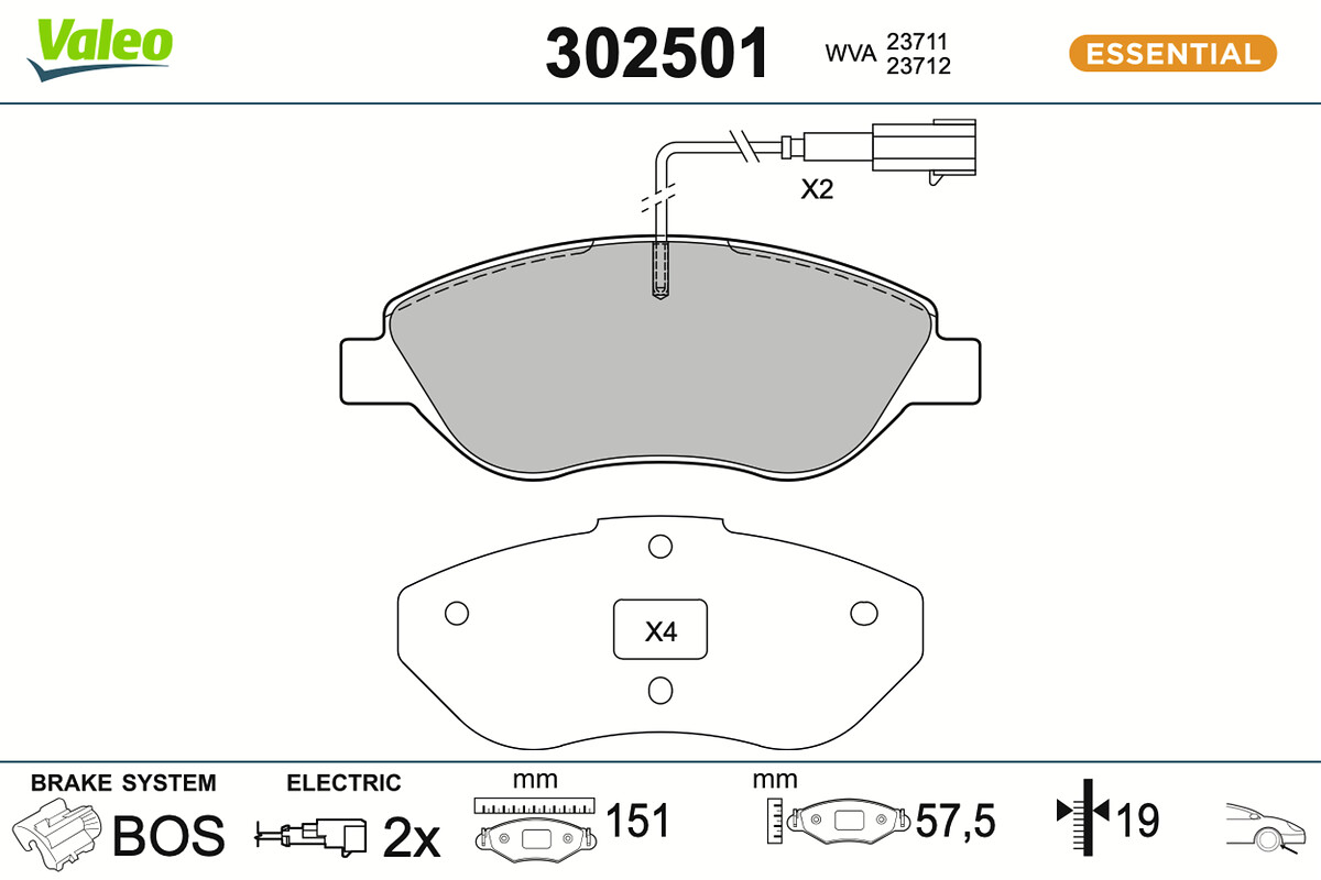 VALEO Bremseklodser 302501 foraksel for LANCIA