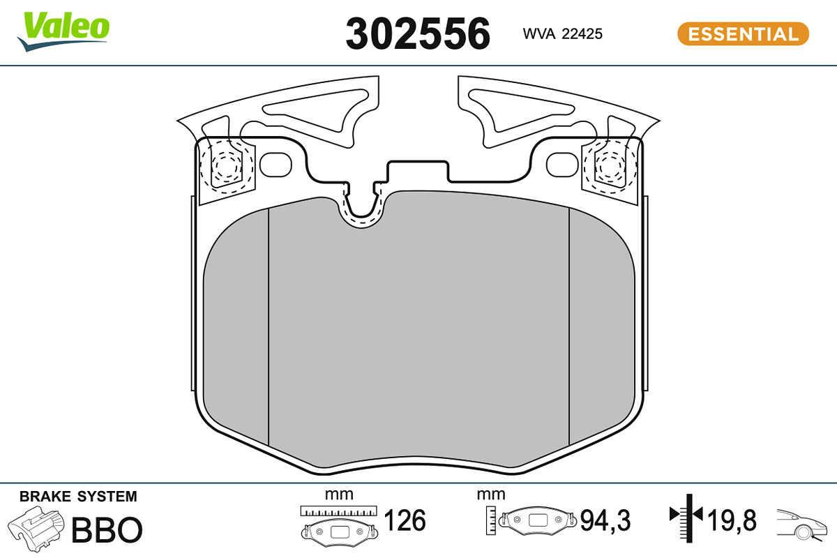 VALEO Bremseklodser 302556 foraksel for BMW BMW (BRILLIANCE) TOYOTA