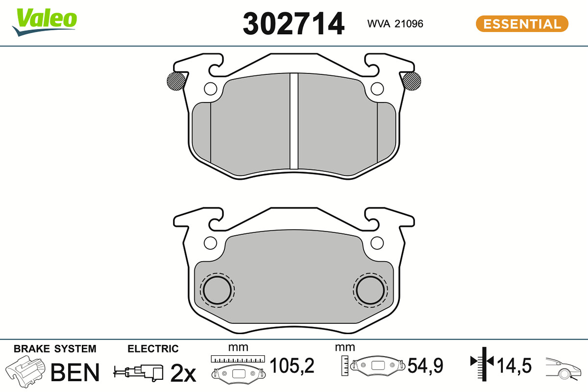 VALEO Bremseklodser 302714 foraksel for RENAULT