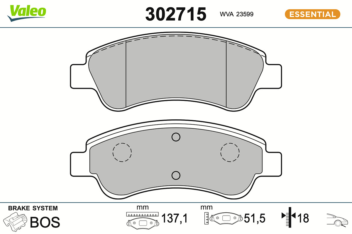 VALEO Bremseklodser 302715 foraksel for VAUXHALL