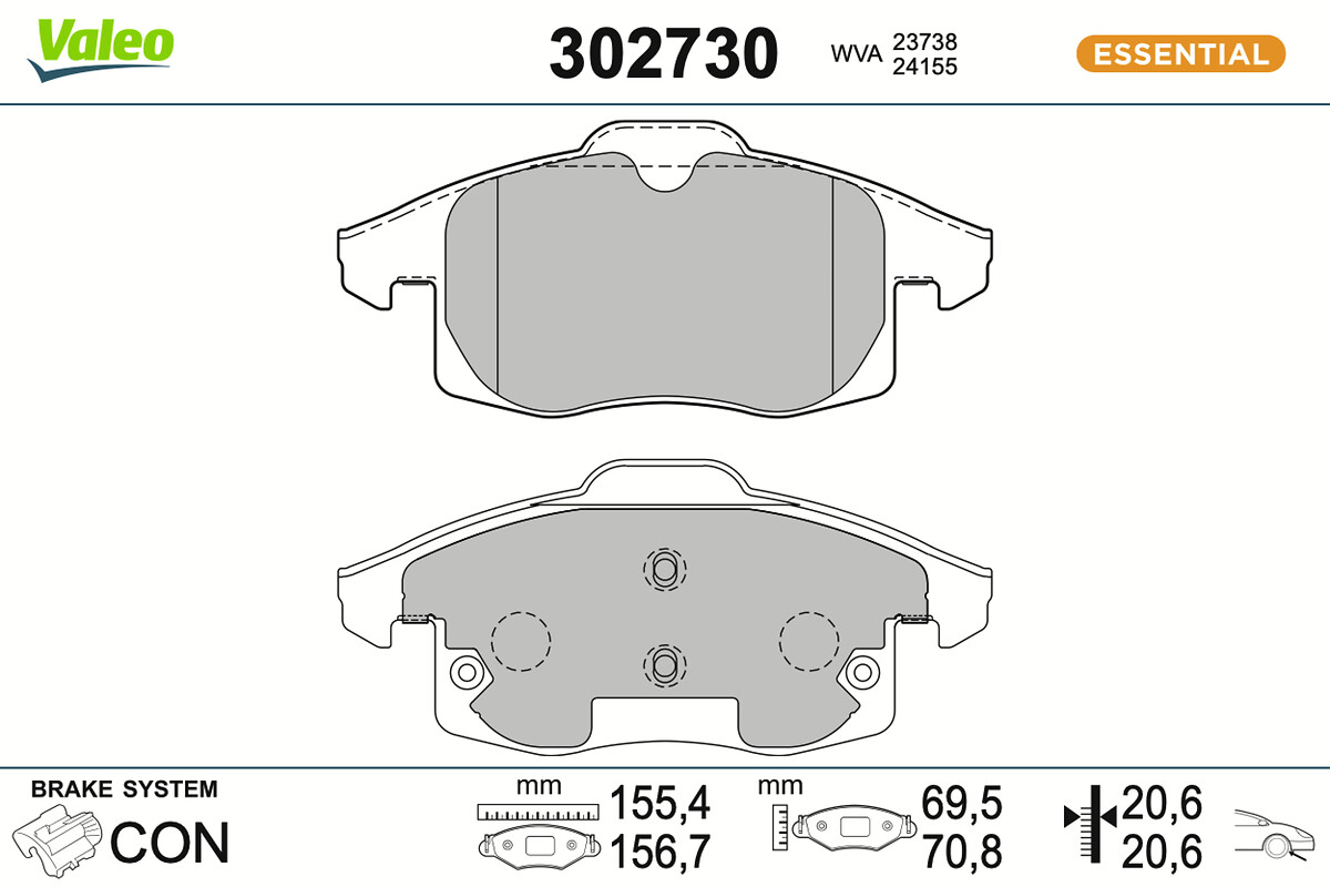 VALEO Bremseklodser 302730 foraksel for OPEL CADILLAC